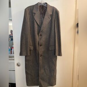Vintage JG Chappel Ltd Mens Dark Gray Long 100% Wool Trench Coat M Medium 42”